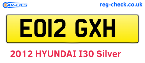 EO12GXH are the vehicle registration plates.