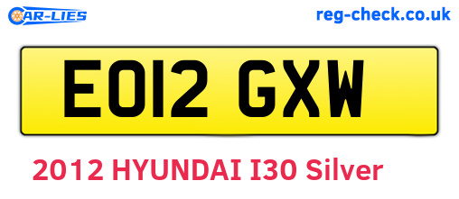 EO12GXW are the vehicle registration plates.