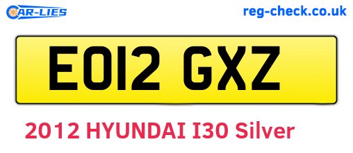 EO12GXZ are the vehicle registration plates.
