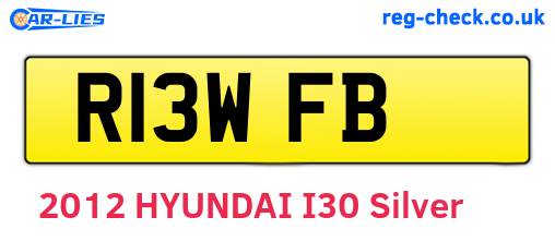 R13WFB are the vehicle registration plates.