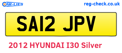 SA12JPV are the vehicle registration plates.