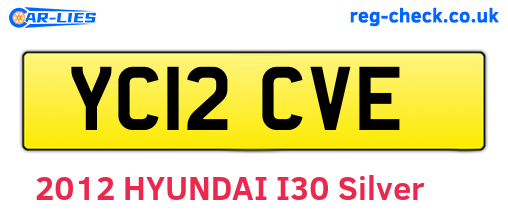YC12CVE are the vehicle registration plates.