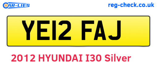 YE12FAJ are the vehicle registration plates.