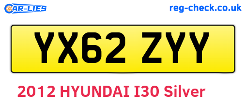YX62ZYY are the vehicle registration plates.