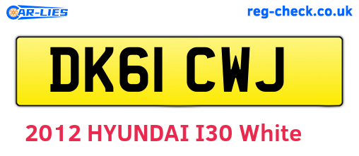 DK61CWJ are the vehicle registration plates.