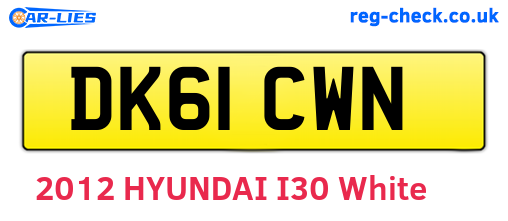 DK61CWN are the vehicle registration plates.
