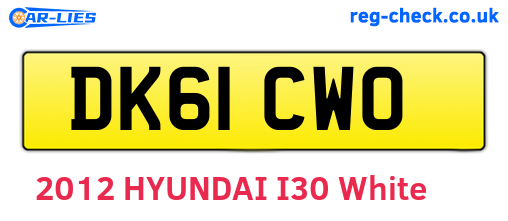 DK61CWO are the vehicle registration plates.