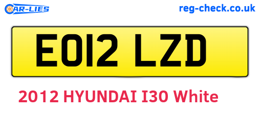 EO12LZD are the vehicle registration plates.