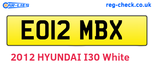 EO12MBX are the vehicle registration plates.
