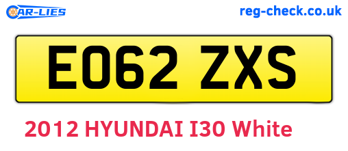 EO62ZXS are the vehicle registration plates.