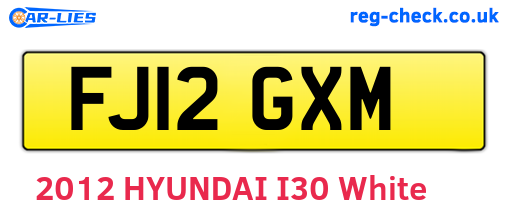 FJ12GXM are the vehicle registration plates.