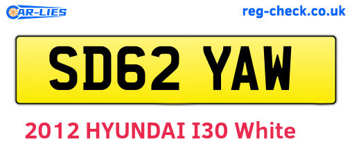 SD62YAW are the vehicle registration plates.