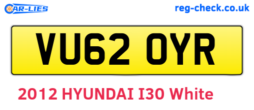 VU62OYR are the vehicle registration plates.