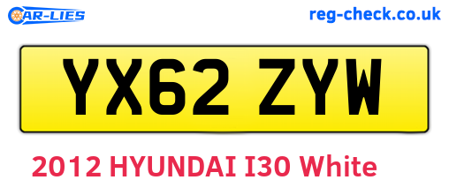 YX62ZYW are the vehicle registration plates.