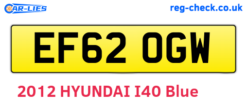 EF62OGW are the vehicle registration plates.