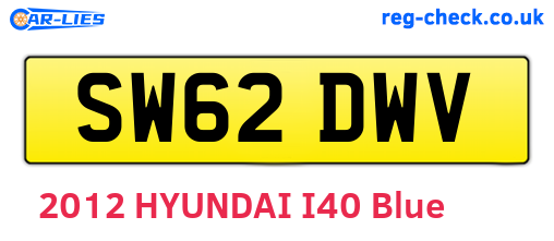 SW62DWV are the vehicle registration plates.