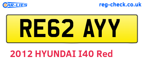 RE62AYY are the vehicle registration plates.