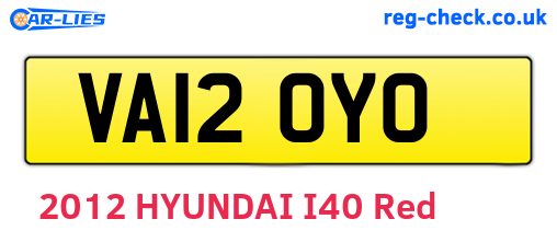 VA12OYO are the vehicle registration plates.