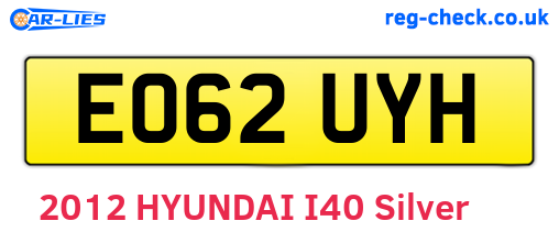 EO62UYH are the vehicle registration plates.