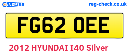 FG62OEE are the vehicle registration plates.