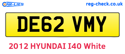 DE62VMY are the vehicle registration plates.