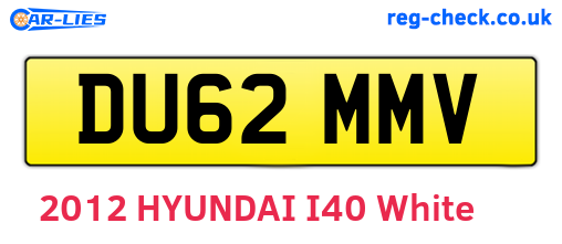 DU62MMV are the vehicle registration plates.