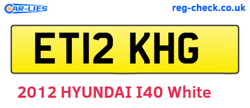 ET12KHG are the vehicle registration plates.