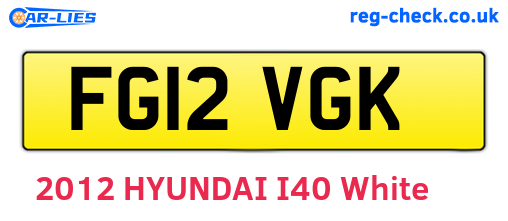 FG12VGK are the vehicle registration plates.