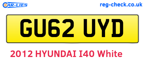 GU62UYD are the vehicle registration plates.