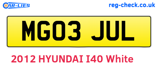 MG03JUL are the vehicle registration plates.