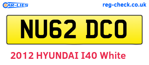 NU62DCO are the vehicle registration plates.