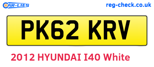 PK62KRV are the vehicle registration plates.