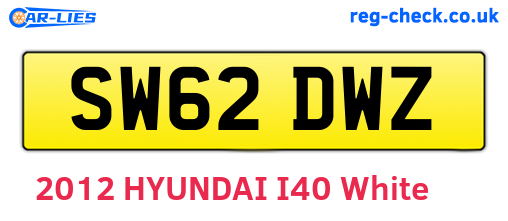 SW62DWZ are the vehicle registration plates.