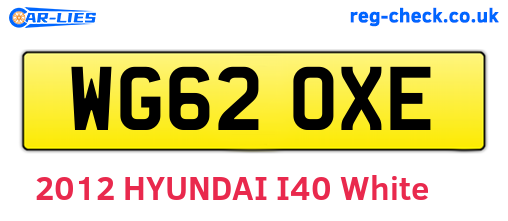 WG62OXE are the vehicle registration plates.