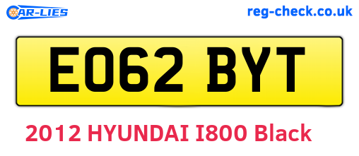 EO62BYT are the vehicle registration plates.
