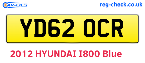 YD62OCR are the vehicle registration plates.