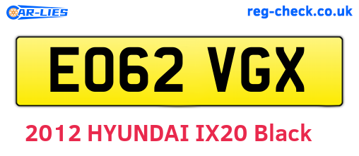 EO62VGX are the vehicle registration plates.
