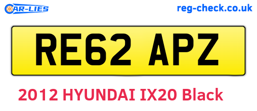 RE62APZ are the vehicle registration plates.