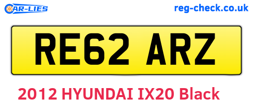 RE62ARZ are the vehicle registration plates.