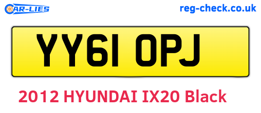 YY61OPJ are the vehicle registration plates.