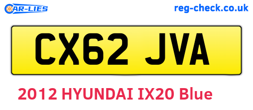 CX62JVA are the vehicle registration plates.