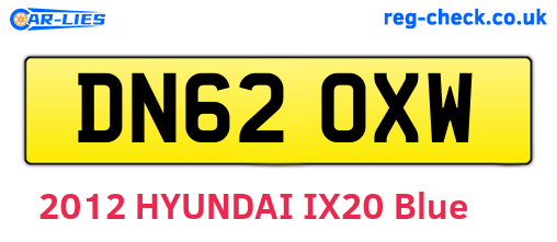 DN62OXW are the vehicle registration plates.