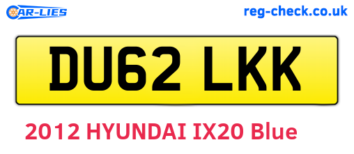 DU62LKK are the vehicle registration plates.