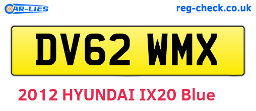 DV62WMX are the vehicle registration plates.