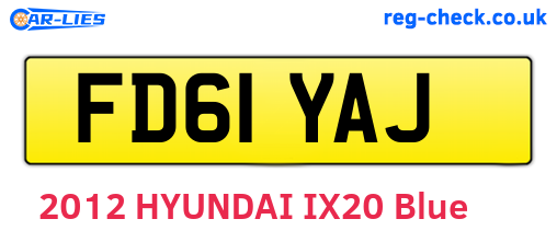 FD61YAJ are the vehicle registration plates.