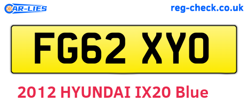 FG62XYO are the vehicle registration plates.