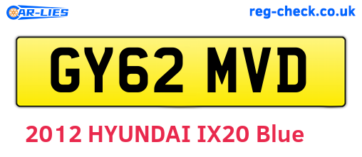 GY62MVD are the vehicle registration plates.