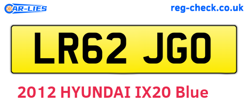 LR62JGO are the vehicle registration plates.