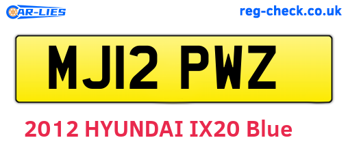MJ12PWZ are the vehicle registration plates.