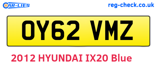 OY62VMZ are the vehicle registration plates.